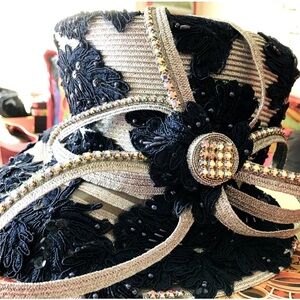 Beautiful navy and silver hat!